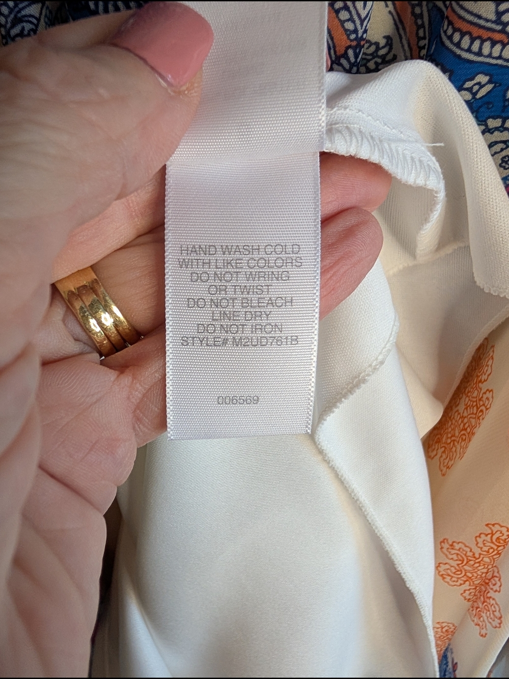 Bisou Bisou Cream Paisley Asymmetrical Halter Dress with Blue & Peach Accents - Picture 8 of 10
